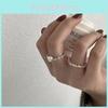 Elegant Korean Style Adjustable Pearl Ring For Women Fashionable Geometric Design