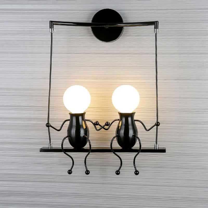 Swing Wall Light Creative Human-shaped Wall Lamp E27 AC powered for Bedroom Bedside Corridor Living Room Dining Room Entrance