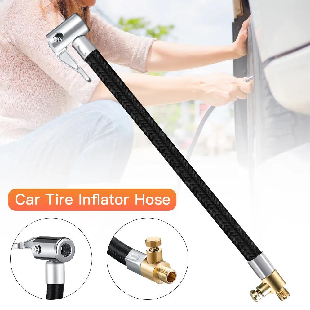 Car Tire Inflator Hose Extension Tube with Air Chuck Lock Adapter and Deflate Button for Motorcycle Bike Tyre