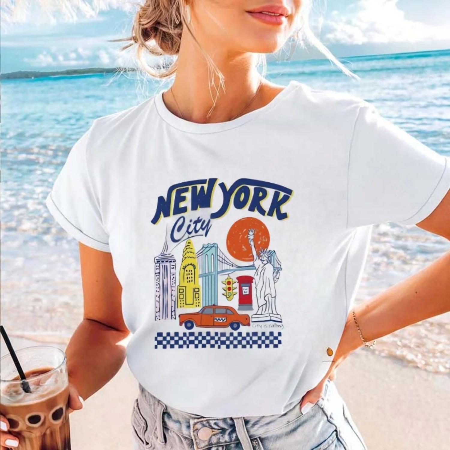 New Women s Casual Style Popular Short Sleeved Street Trend Women s Round Neck Fashionable Top Summer Versatile Pattern T-Shirt S