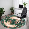 1pc Floral Cats Office Round Area Rug, Mat Suitable For Office, Under Office Chairs Bedroom Living Room Home Decor, Room Deco