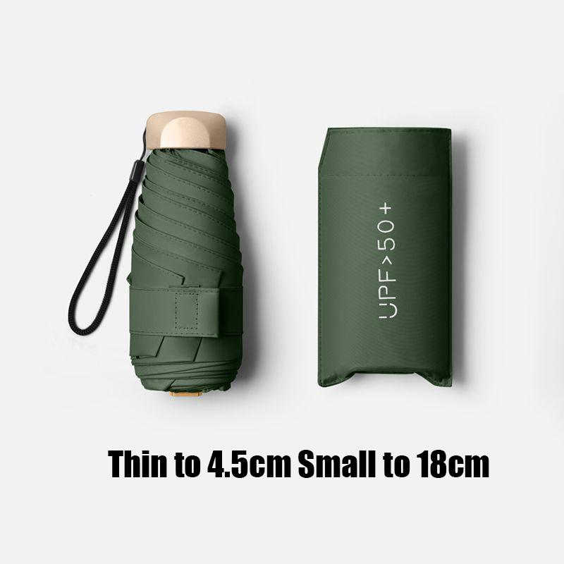 

Outdoor Mini Sun Umbrella UV Protection Ultralight Folding Five-fold Umbrella Sunshade Umbrella For Daily Life темно-зелений колір