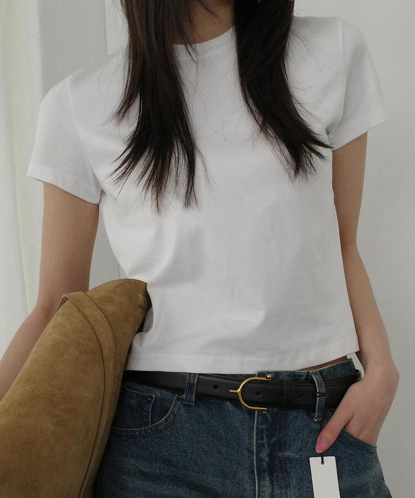 NOIRER FOR WOMAN Supima Cotton Luxe Crop T-Shirt (White)