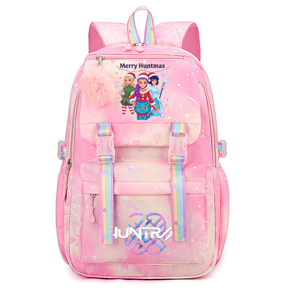 Cartoon Weihnachten KPop Dämonenjäger Bedruckter Rucksack mit großem Fassungsvermögen, wasserdicht, für Teenager, Schüler, Mädchen, Jungen, Schultasche, Bücherrucksack, Damen, wasserdichte Reisetasche