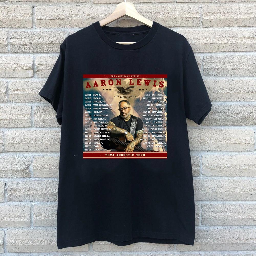 Aaron Lewis The American Patriot 2024 Acoustic Tour T Shirt Full Size Unisex T-Shirt L