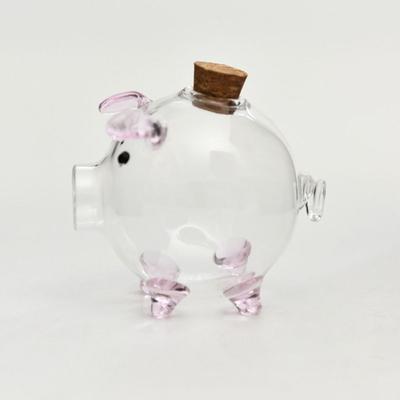 Gift Pig Shape Piggy Bank Transparent Glass Glass Jar Wishing Bottle