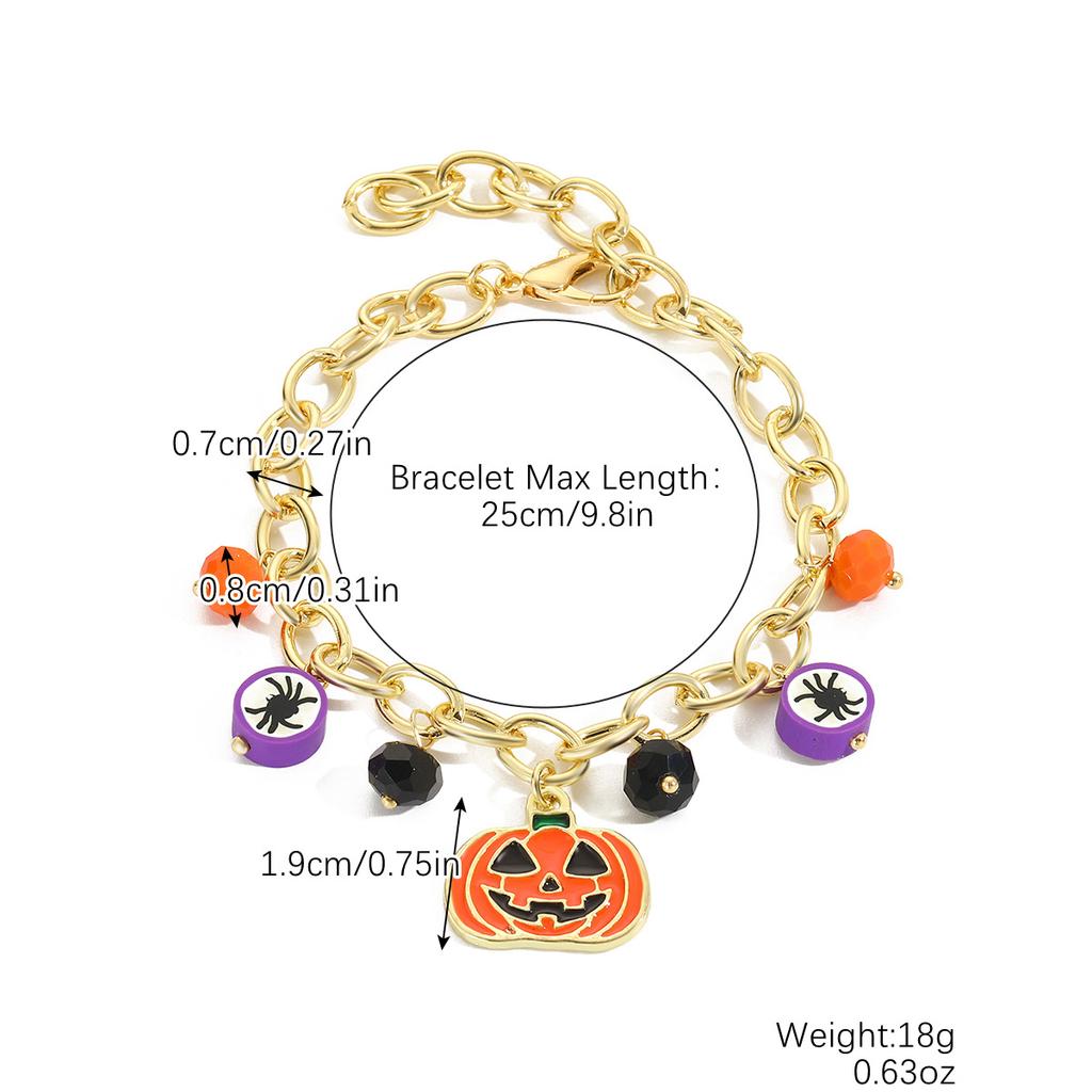 Bracelet Set Hot Sale Rice Bead Orange Pumpkin Skull Pendant Halloween Bracelet