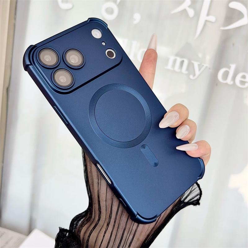 Luxury Matte Magnetic Phone Case For 18 17 16 15 14 13 Pro Max for Magsafe Soft TPU Shockproof Camera Protect Cover