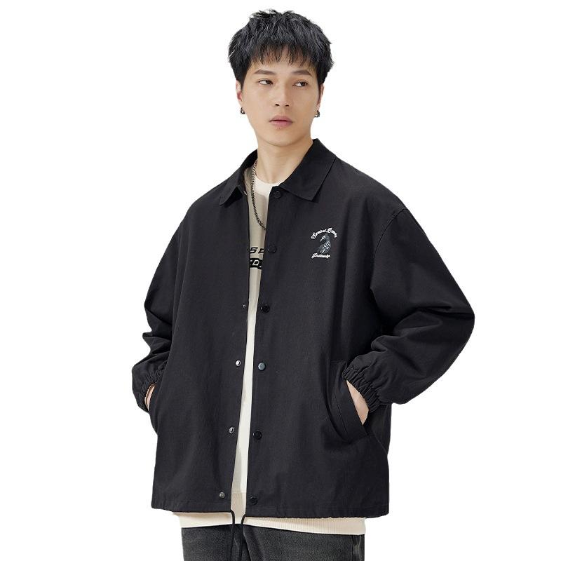 Printed American Black Casual Coat Men'S Loose Large Size Top High Street Flight Jacket Trendy Brand