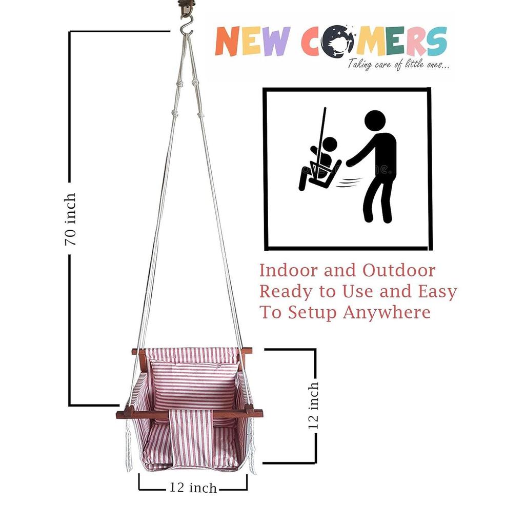 Baby Garden Swing with 2 Pillows (6 Months To 4 Years) (Up To 20 Kg)-Yellow-908, 12 Inch