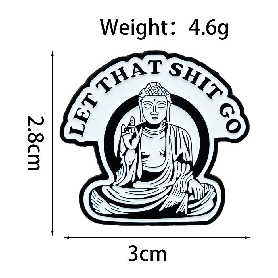 Personalized Buddha Brooch: Meditation Alloy with Drip Oil and English Letter for Fashion Accessories or Backpack Badge.