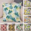 Palm Leaf Cushion Cover Tropical Vintage Stripe Print Soft Decorative Square Pillow for Sofa Bedroom Home Decor Gift Xcm