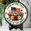 2D Flat Round Aluminum Wall Decor, Memorial & Independence Day Themed, Indoor Outdoor Hanging Plaque, Home Commemorative Gift