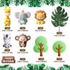 Safari Jungle Animal Cake Topper Lion Giraffe Elephant Zebra Monkey Trees Leaves for  Birthday Baby Shower Party Supplies