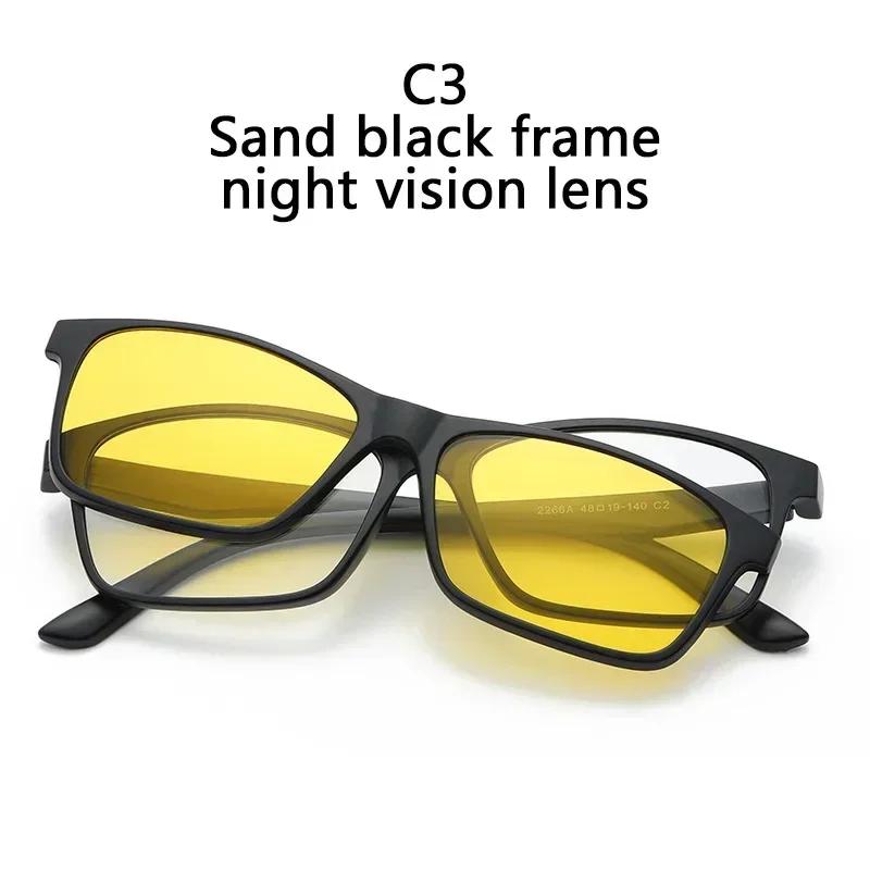 6 In1 Square Myopia Sunglasses Men Women Polarized Magnetic Clip Glasses PC Optical Prescription Eyeglass Frame -0.5 ~ -10