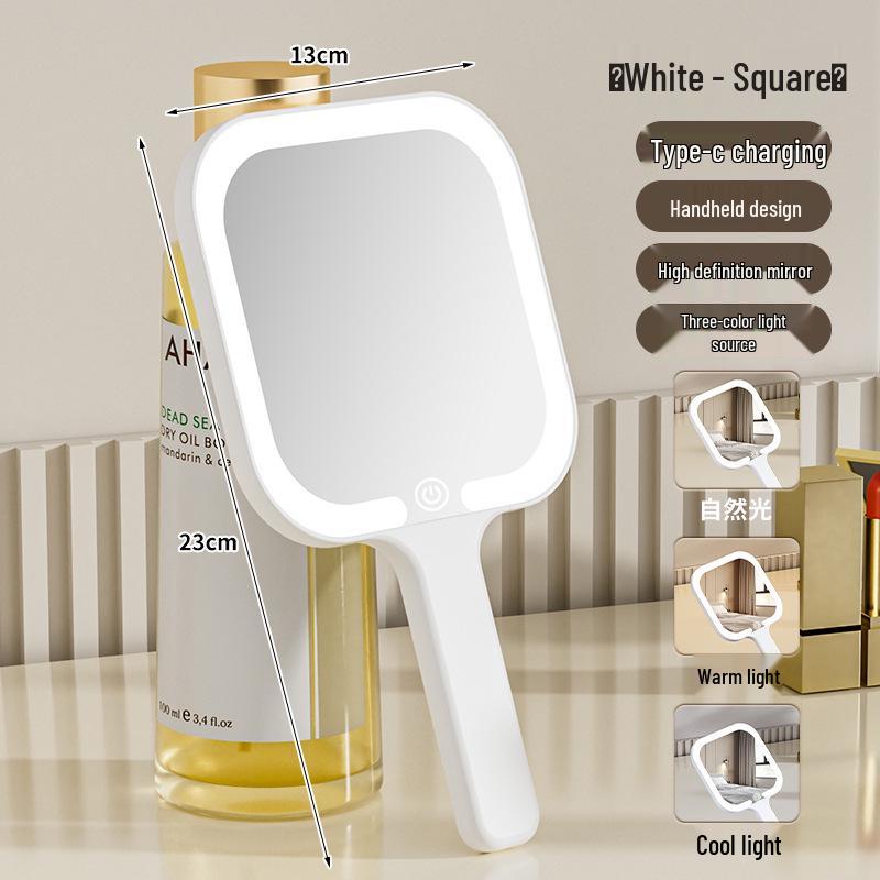 Portable LED Handheld Makeup Mirror with Customizable Light for Beauty and Dressing Table