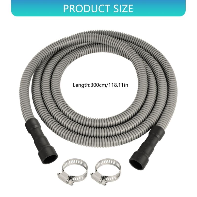 10 Feet Dishwasher Drain Extension Hose Cut to Length Universal Fit Metal Clamp Included Strong Construction for 5/8in