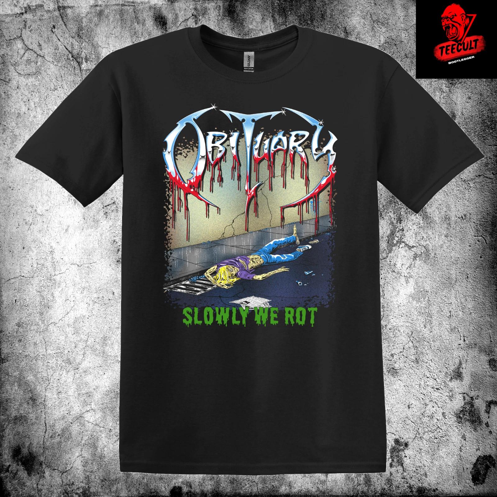 Men s and Women s T-shirts Obituary Slowly We Rot Metal Rock Band Tee Unisex Heavy Cotton XXL