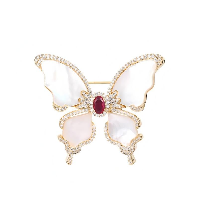 Retro and Elegant Shell Butterfly Brooch, Light Luxury Imitation Shell Butterfly Brooch, Elegant Anti-glare Pin