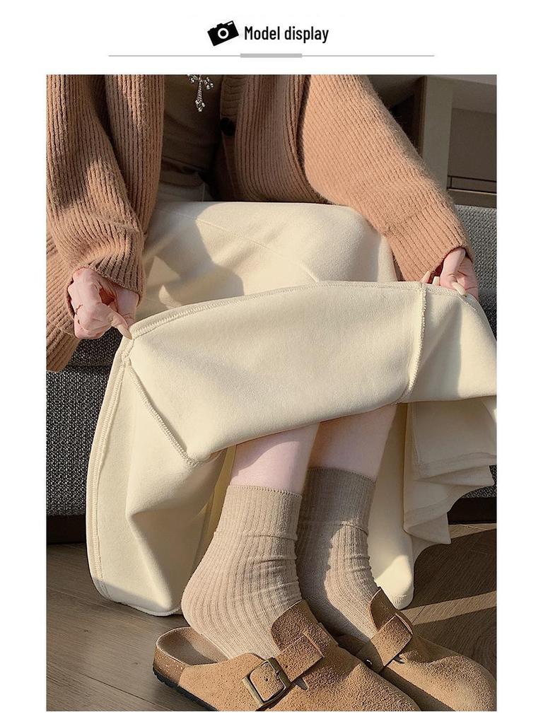 High Waist Woolen Fishtail Skirt - Autumn/Winter 2026, Slimming A-Line Long Skirt for Women.