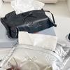 PU Tissue Holder with Ribbon Detail, Decorative Tissue Cover Bag with Upper Opening for Coffee Table Daily Home Use