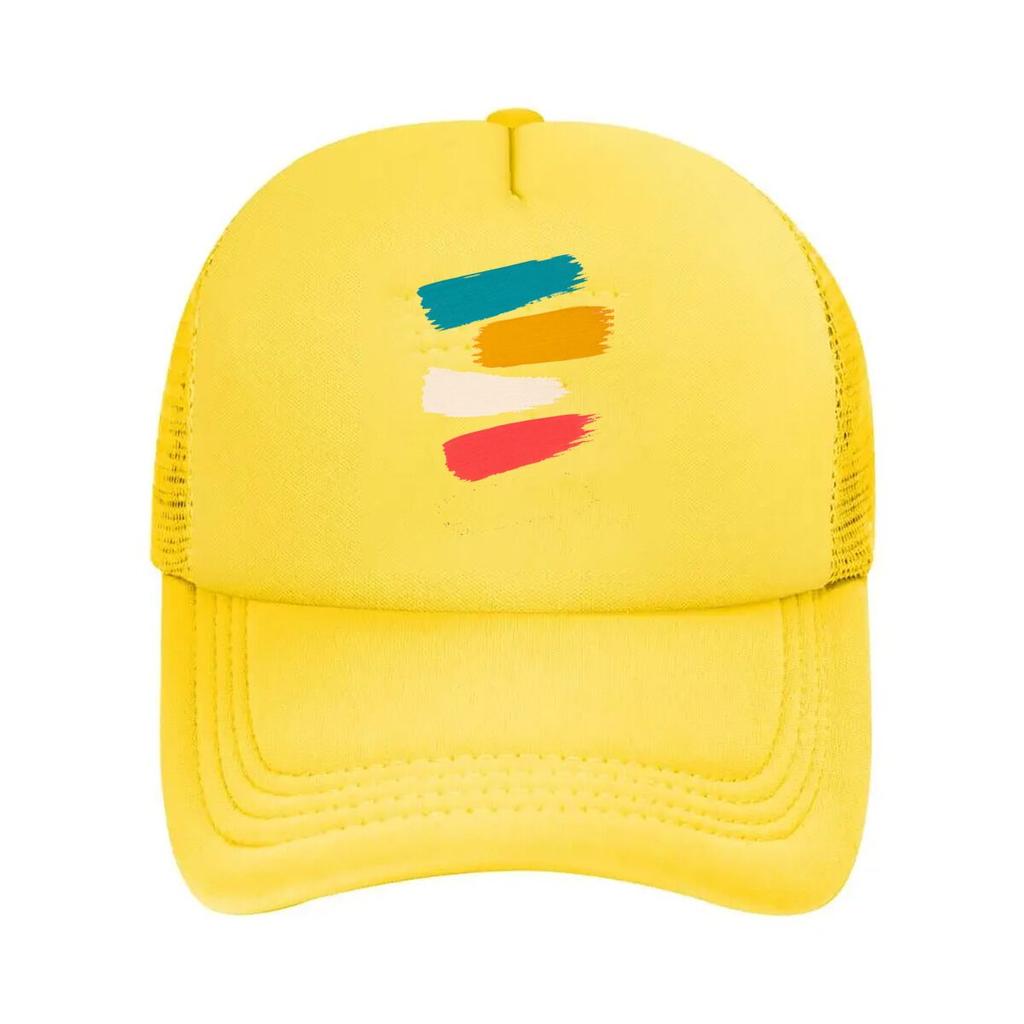 Colorful Abstract Brush Swipe Stripe Mesh Baseball Cap Polyester Forward Observations Hat Adjustable Golf Hat Summer