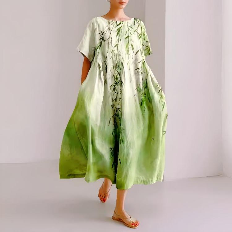 

Нова Вінтажна Квіткова Літня Сукня Великого Розміру Жіноча Повсякденна Вільна Довга з Коротким Рукавом Бавовняні Сукні XXL