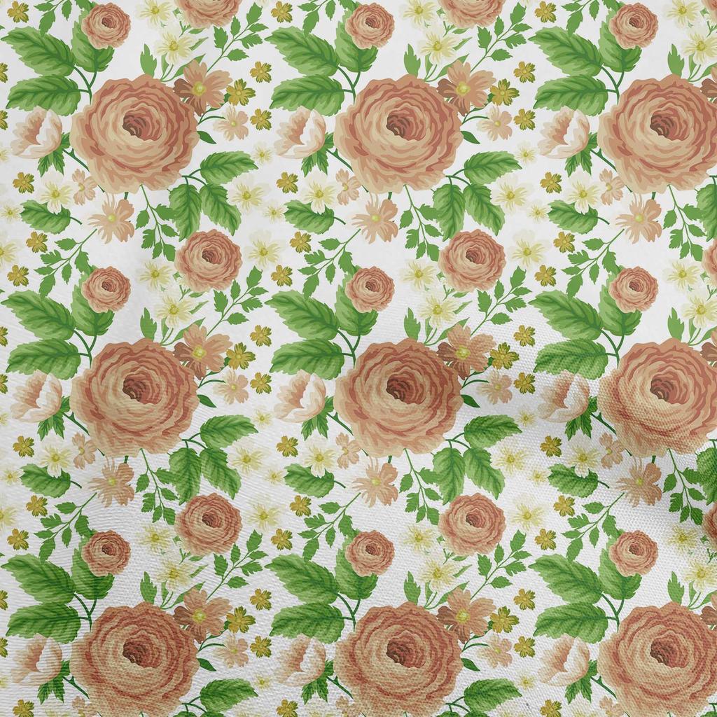 oneOone Cotton Flex Brown Fabric Floral Sewing Craft Projects Fabric Prints By Yard 40 Inch