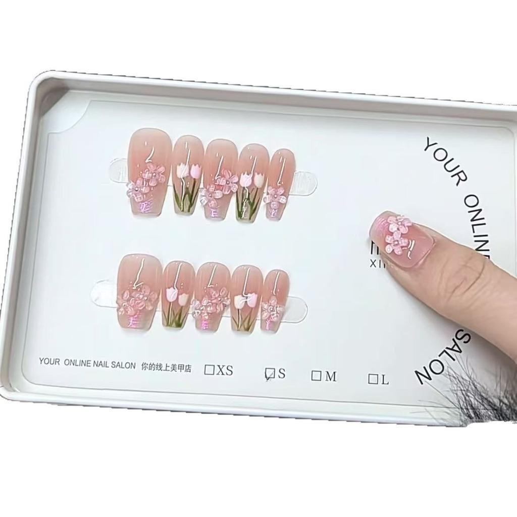 Pure Hand-made Phototherapy Wears Armor In One Second Like Spring Blush Hand-painted and Reusable Nail Patches Can Be Detached