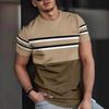 Casual Striped T Shirt For Mens Short Sleeve Tops Oversized O-Neck Pullover Street Men's Tee Summer Apparel
