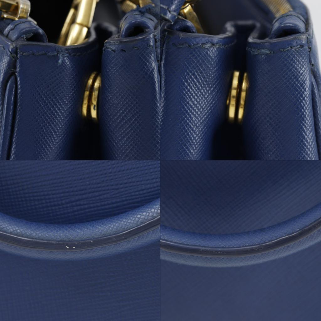 PRADA Galleria Tote Bag 2WAYShoulder Blue Safiano Women Used
