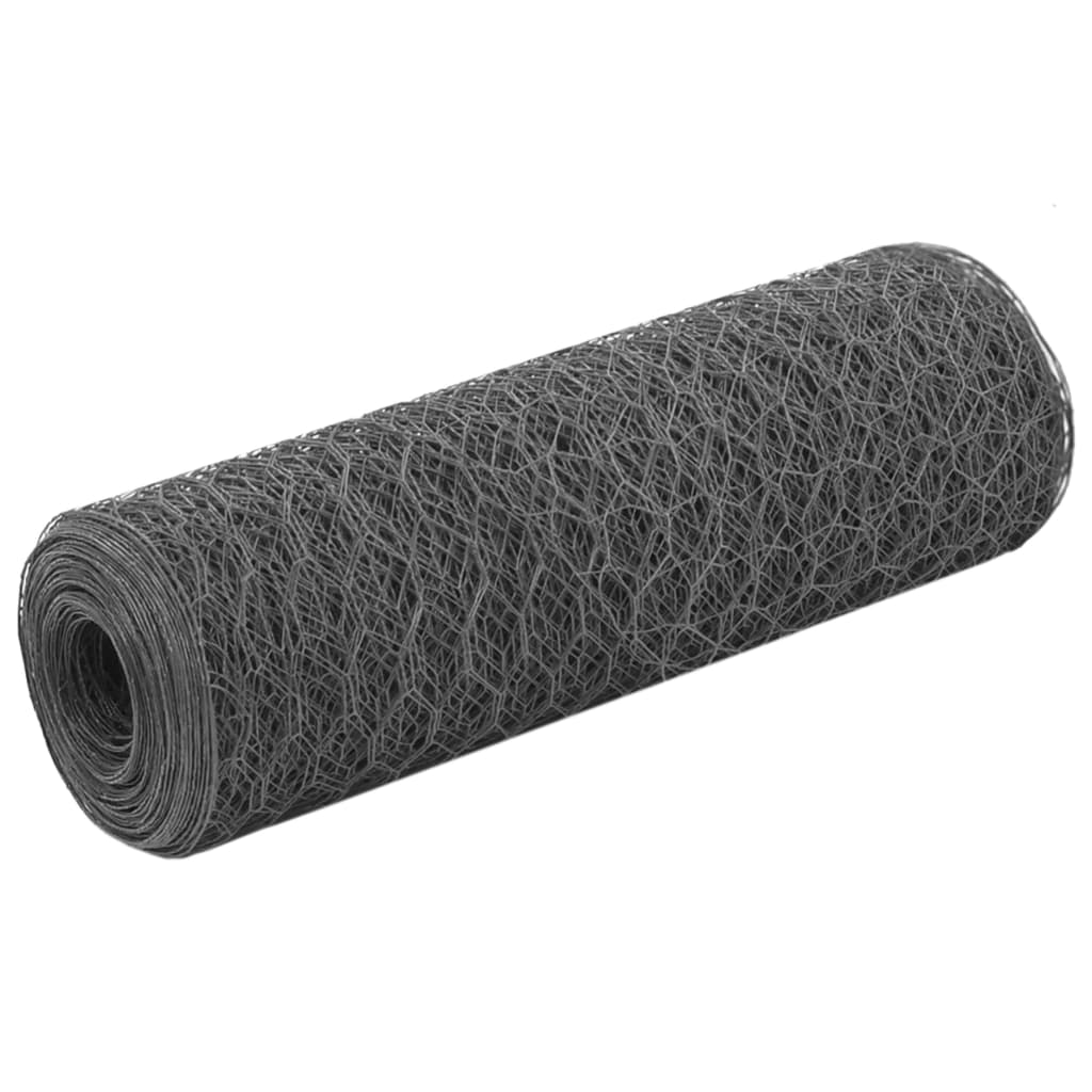 Steel Wire Mesh Fence with PVC Coating 25 X 0.5 M Gray