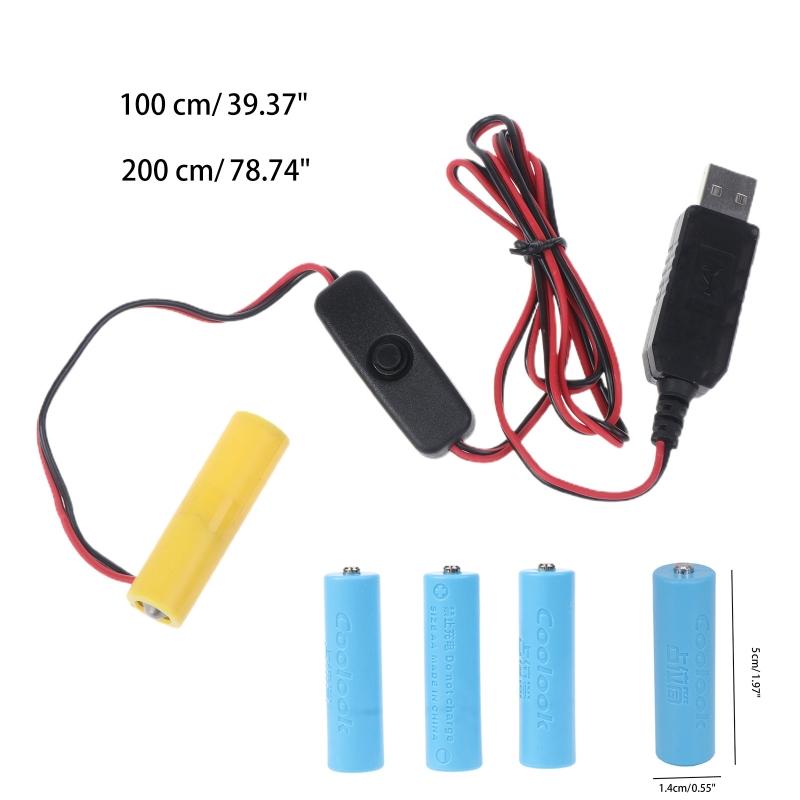 6V AA Battery USB Power Supply Cable with On/Off Switch Replace 4 AA LR6 Battery for Radio Electric Toy Clock LED Strip
