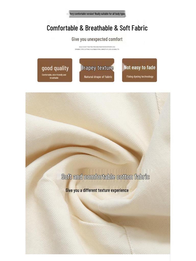 Korean Style Coffee Washed High-Waist Wide-Leg Scimitar Pants for Women