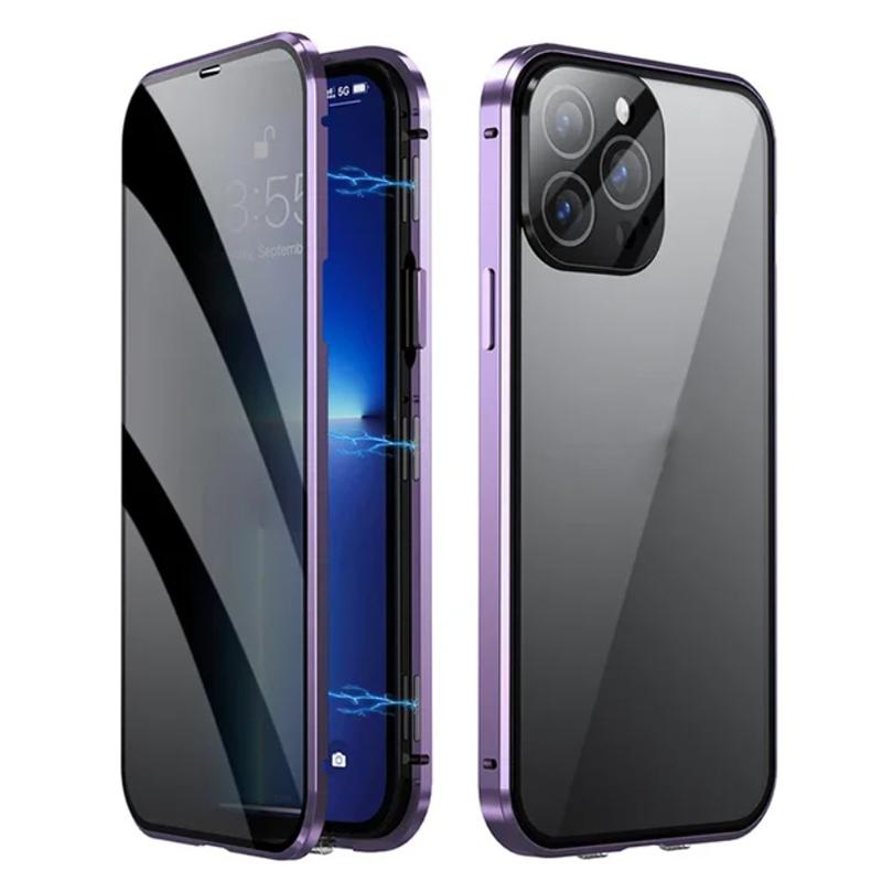 

Металлический Магнитный Чехол-Приватность Anti Peeping для iPhone 17 16e 15 14 13 12Pro Max Чехол Magsafe 360 Защита Ударопрочный Чехол для Телефона For iPhone 12
