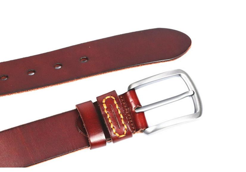 Men's Retro Genuine Leather Belt with Alloy Pin Buckle - Stylish and Versatile Cowhide Belt for Fashionable Looks