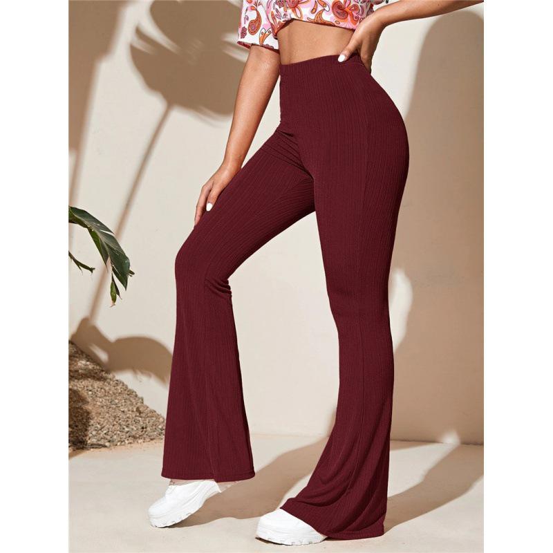 European & American Women's Casual Knitted Flared High Waist Yoga Pants