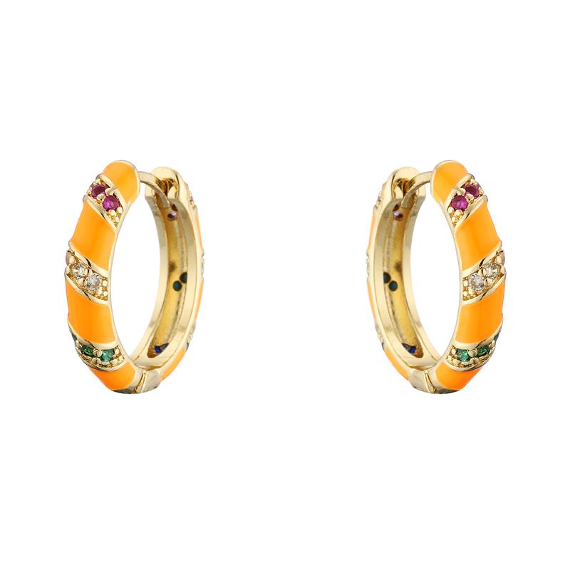

HECHENG 1pair Round Enamel hoop earring CZ crystal fashion women earrings smaller/bigger earring hoops Zircon VE270