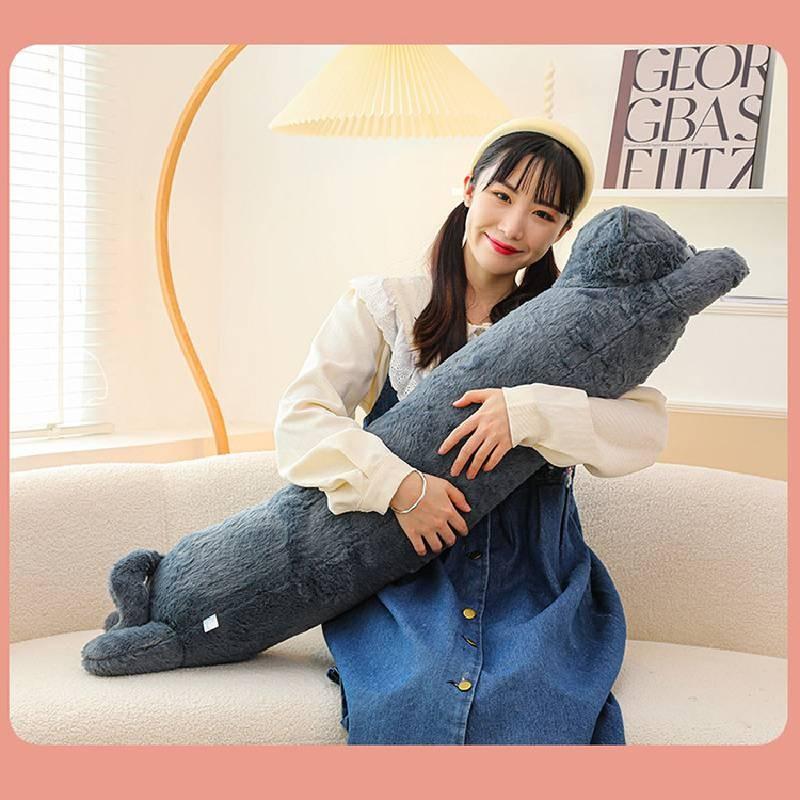 Blue Cat Lazy Long Plush Toy Pillow Soft Filling Home Decor Pp Cotton Doll Gift
