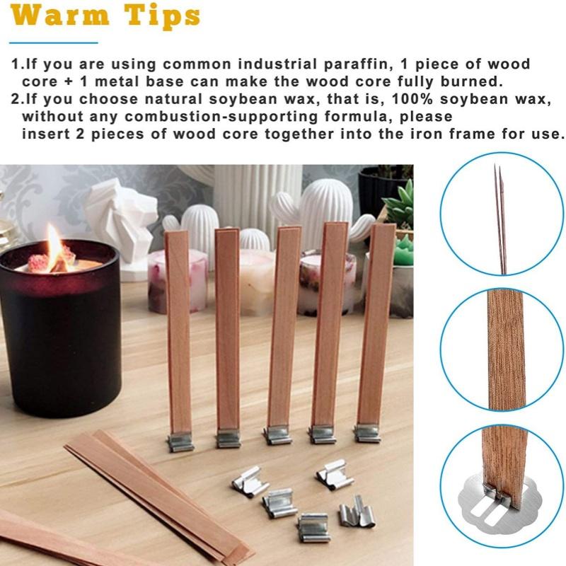 10/30pcs Wooden Candle Wick Set With Clip Base Smokeless Candle Wicks for DIY Paraffin Candle Jar Making Candle Making Supplies