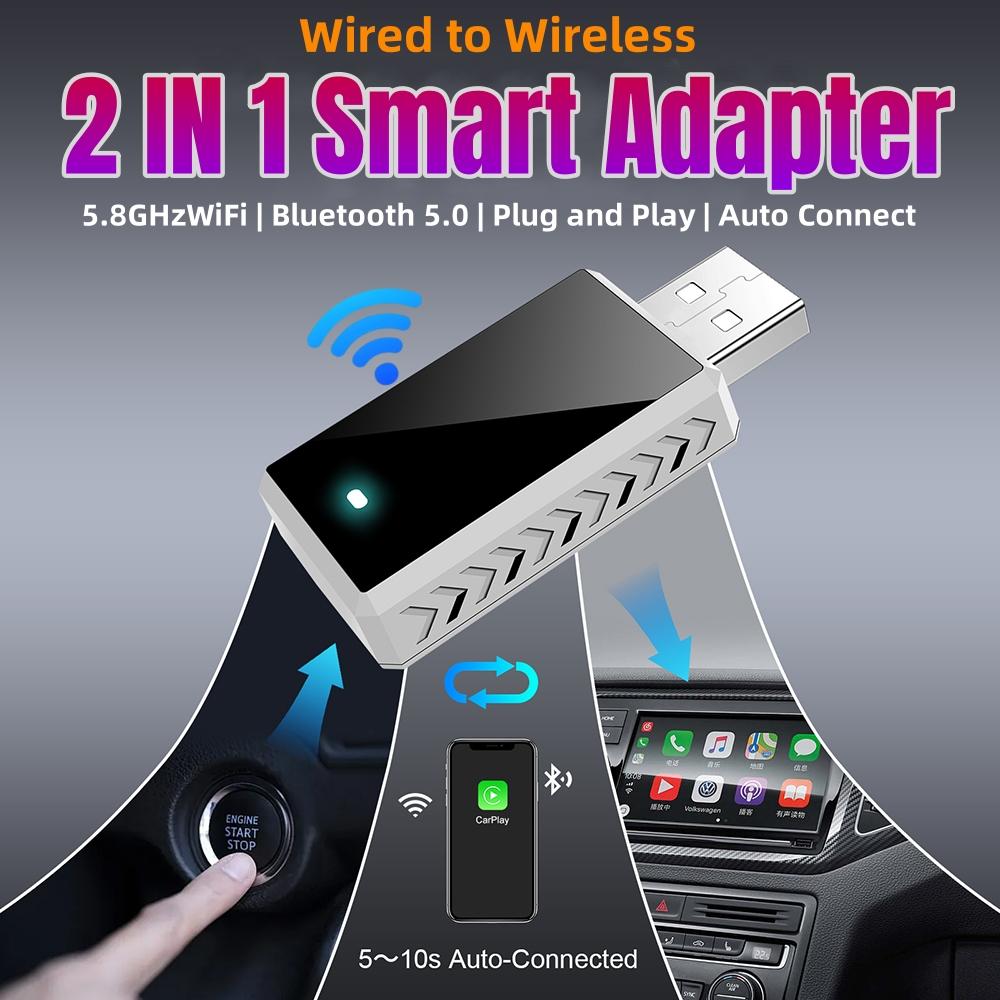 

LEXXSON 2 in 1 Mini Carplay Wireless Adapter seamless integration Android Auto For Apple USB Type-C Dongle in Universal car