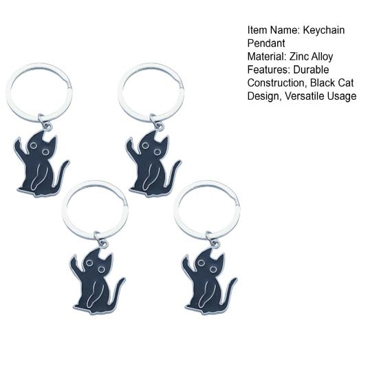 Schlüsselanhänger Anhänger Zinklegierung Schwarze Katze Schlüsselanhänger mit kantiger Silhouette Katze Anhänger Schlüsselring Schmuckzubehör