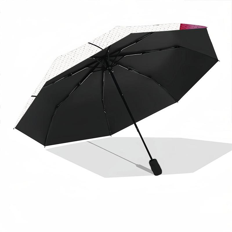 1pc Polar Bear Heart Automatic Folding Umbrella, 8-Rib Durable Iron Frame, Compact Travel Umbrella for Women & Men097