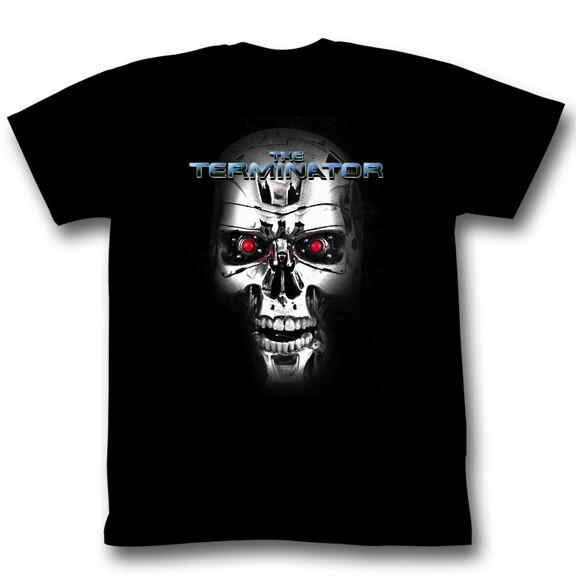The Terminator 80 Movie Chrome T 800 Skull Red Eyes Men T Shirt XXL