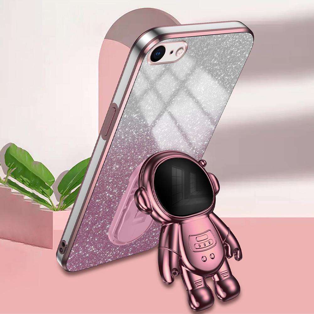 

For iPhone 6 4.7-inch/6s 4.7-inch/7 4.7 inch/8 4.7 inch/SE (2022)/SE (2020) Case Glitter Powder Astronaut PC+TPU Protective Cover Purple