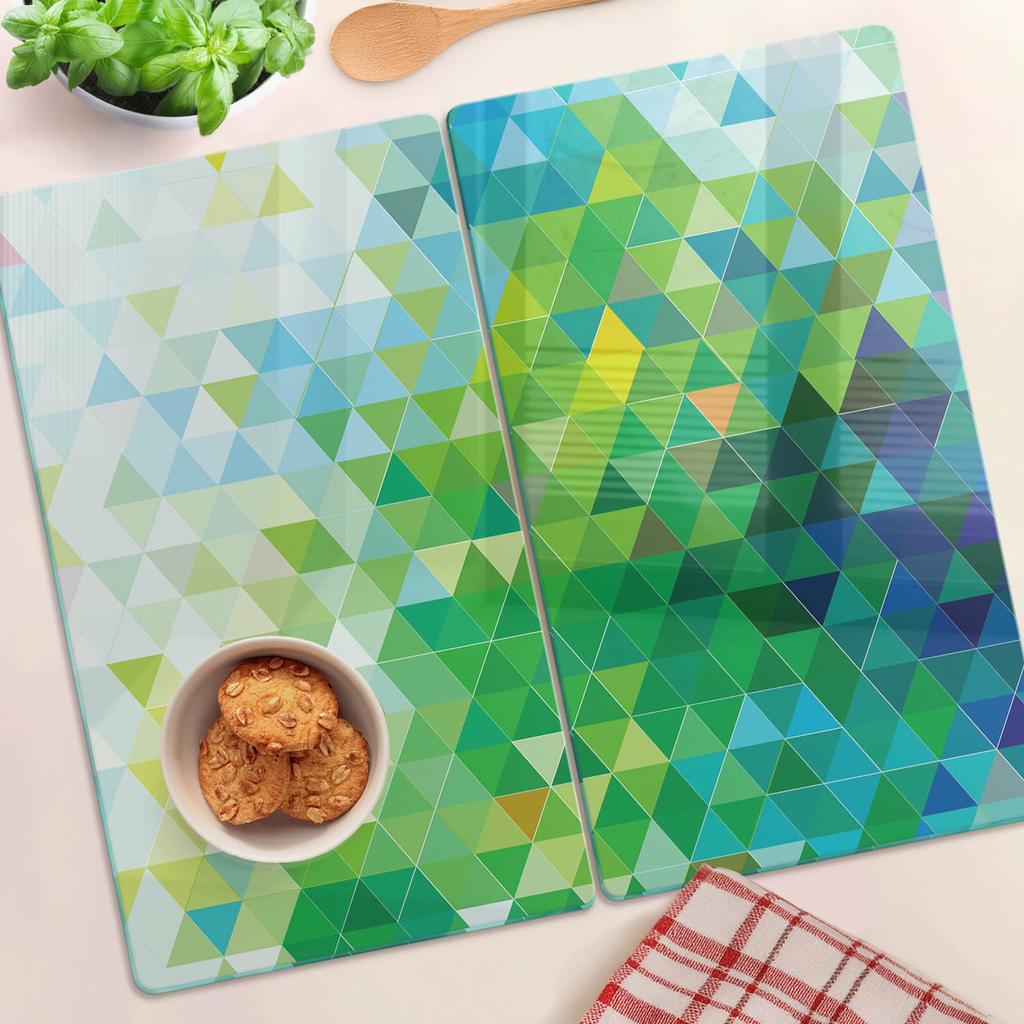 Set of Two Glass Cutting Boards Abstract Triangles 2X30X52 Cm
