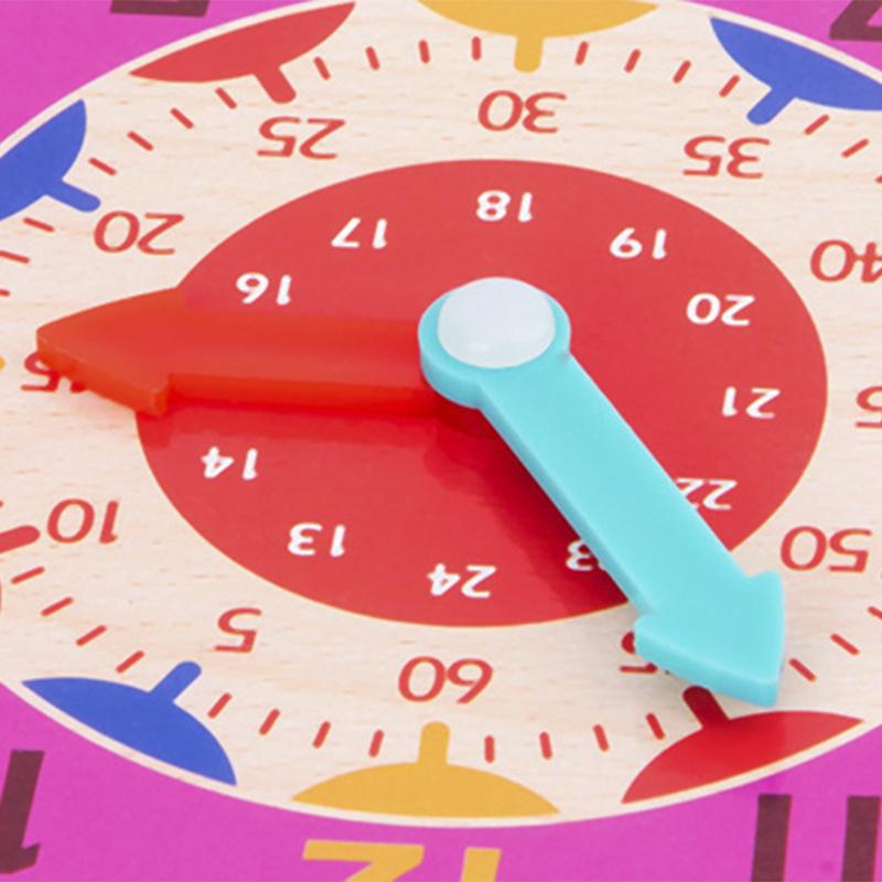 Children Montessori Wooden Clock Toys Hour Minute Second Cognition Colorful Clocks Teaching Aids for Kids Preschool Children