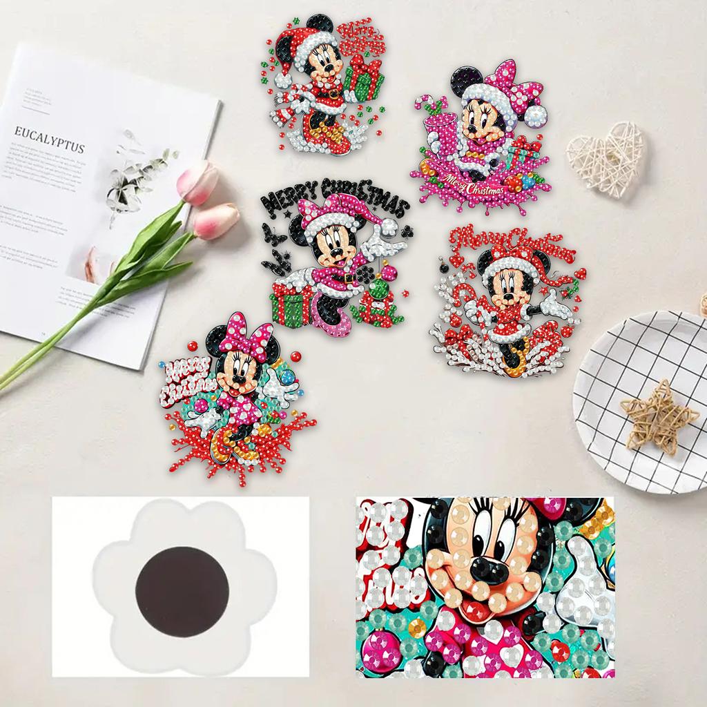 5Pcs Cute Pink Anime Characters Diamond Art Fridge Magnet Diamond Painting Refrigerator Magnet Diamond Painting Fridge Magnet for Adults Beginners