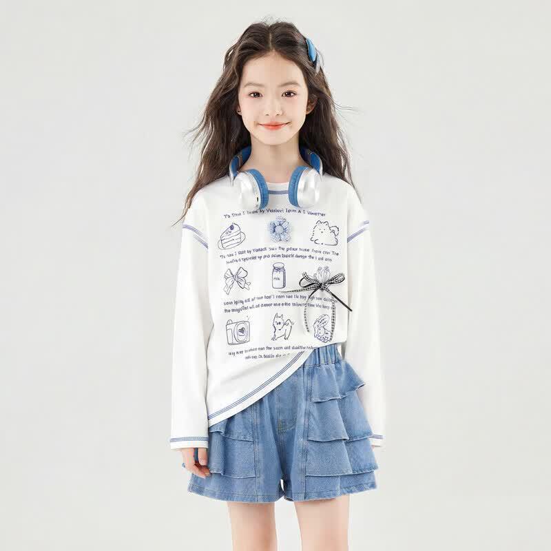 Комплект из длинной футболки и юбки для девочек Moonkids 150cm