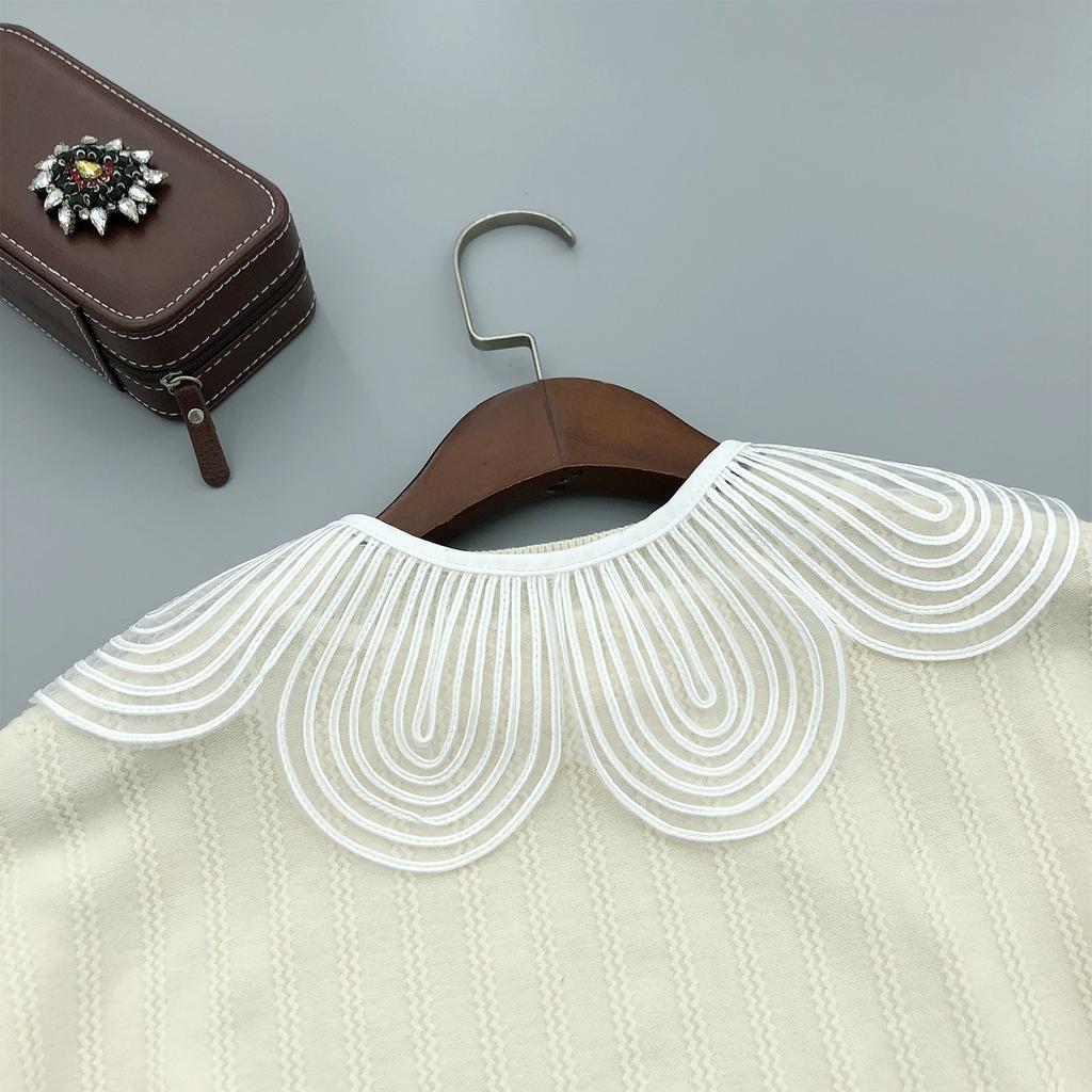Decorative Embroidery Petal Cape False Collar for Stylish Ladies Elegant Pearls Beaded Shawl Wrap for Sweater and Dress